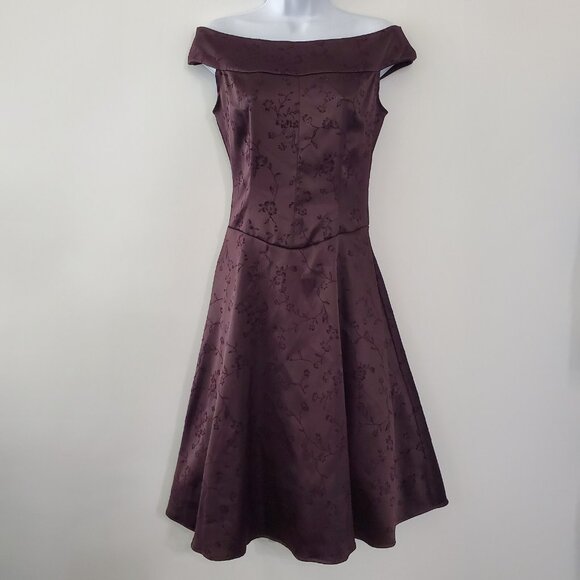 Up Front Womens Dark Metallic Floral Off The Shoulder Dress Size 5 Y2K Fairy - Picture 1 of 9